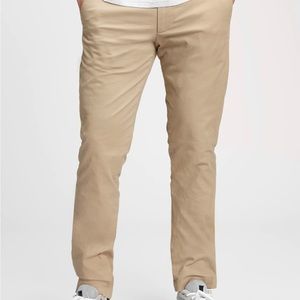 Modern slim fit khakis in classic khaki color.